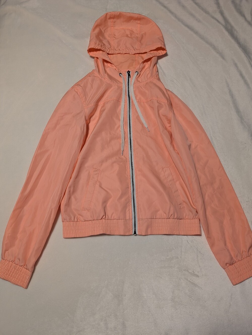 Zine Peach Coral Lightweight Hooded Windbreaker Jacket - Small